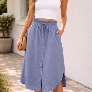 Jackson RoweWomen’s Blue Button-Front Midi Skirt S